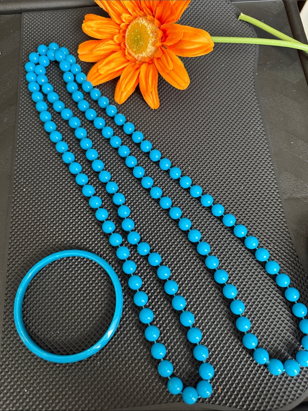 Blue Beaded Necklace and Bangle Set - Women Jewelry